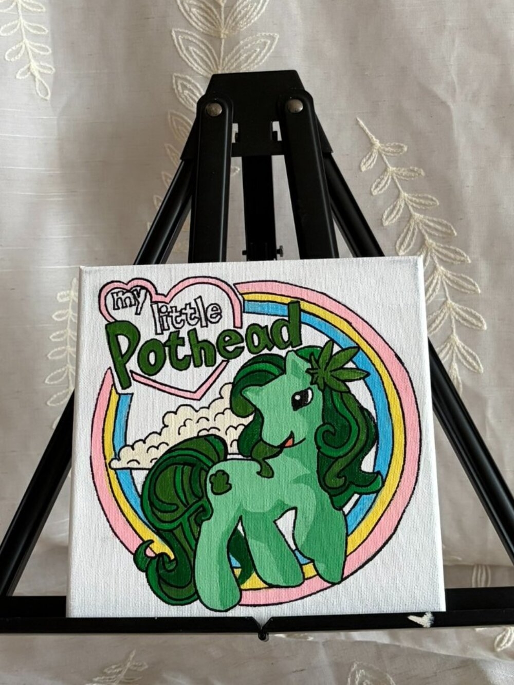 Hand Painted My Little Pony Parody Canvas 8x8